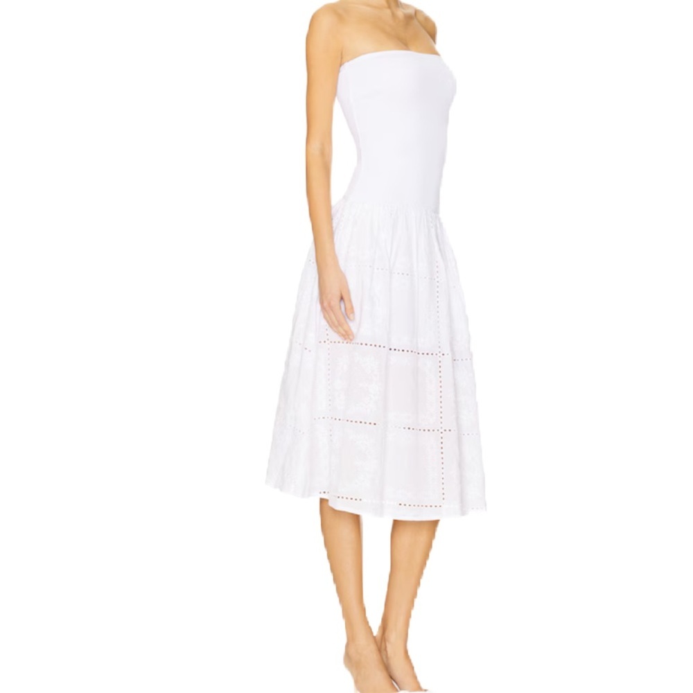 We Wore What NWT Ribbed Cotton Midi Dress in White XS